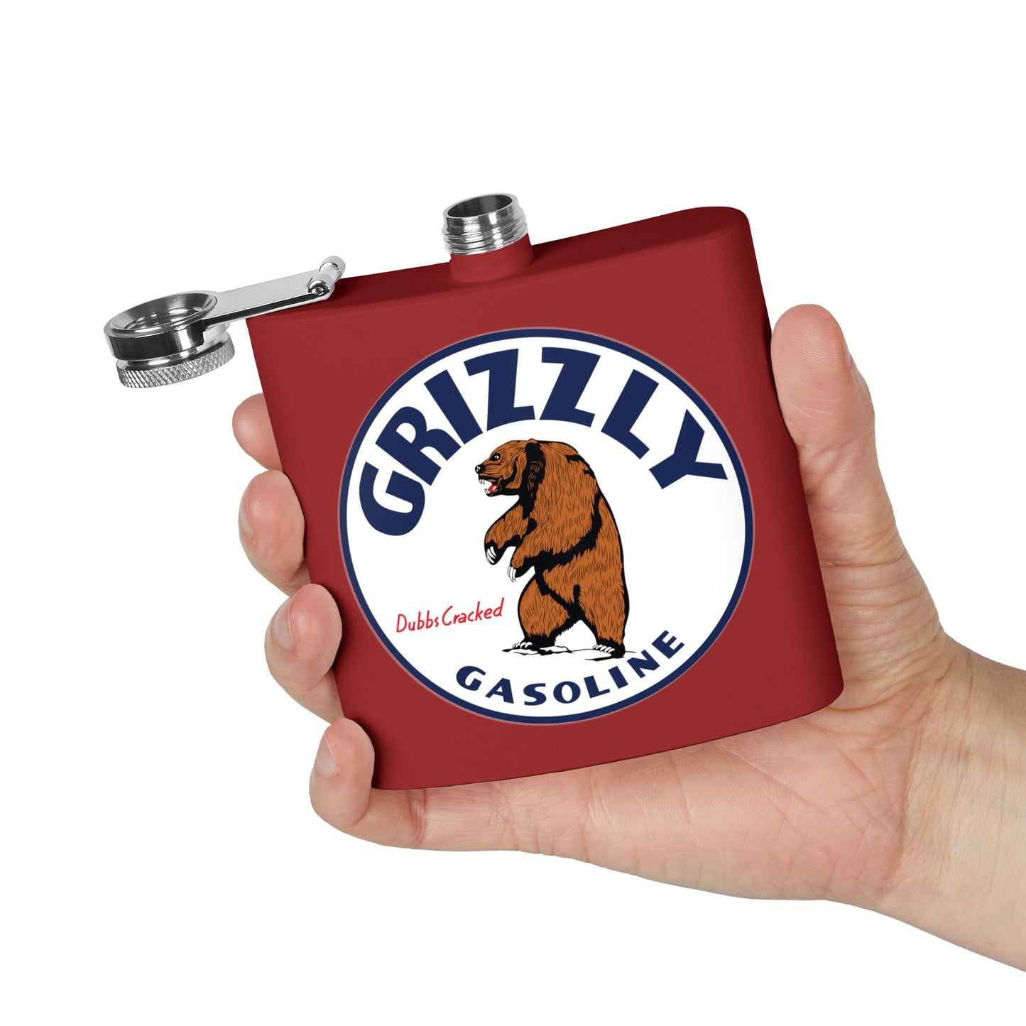Grizzly Gasoline Flask — Vintage Montana Petroliana Gift | The Faded Label Co.