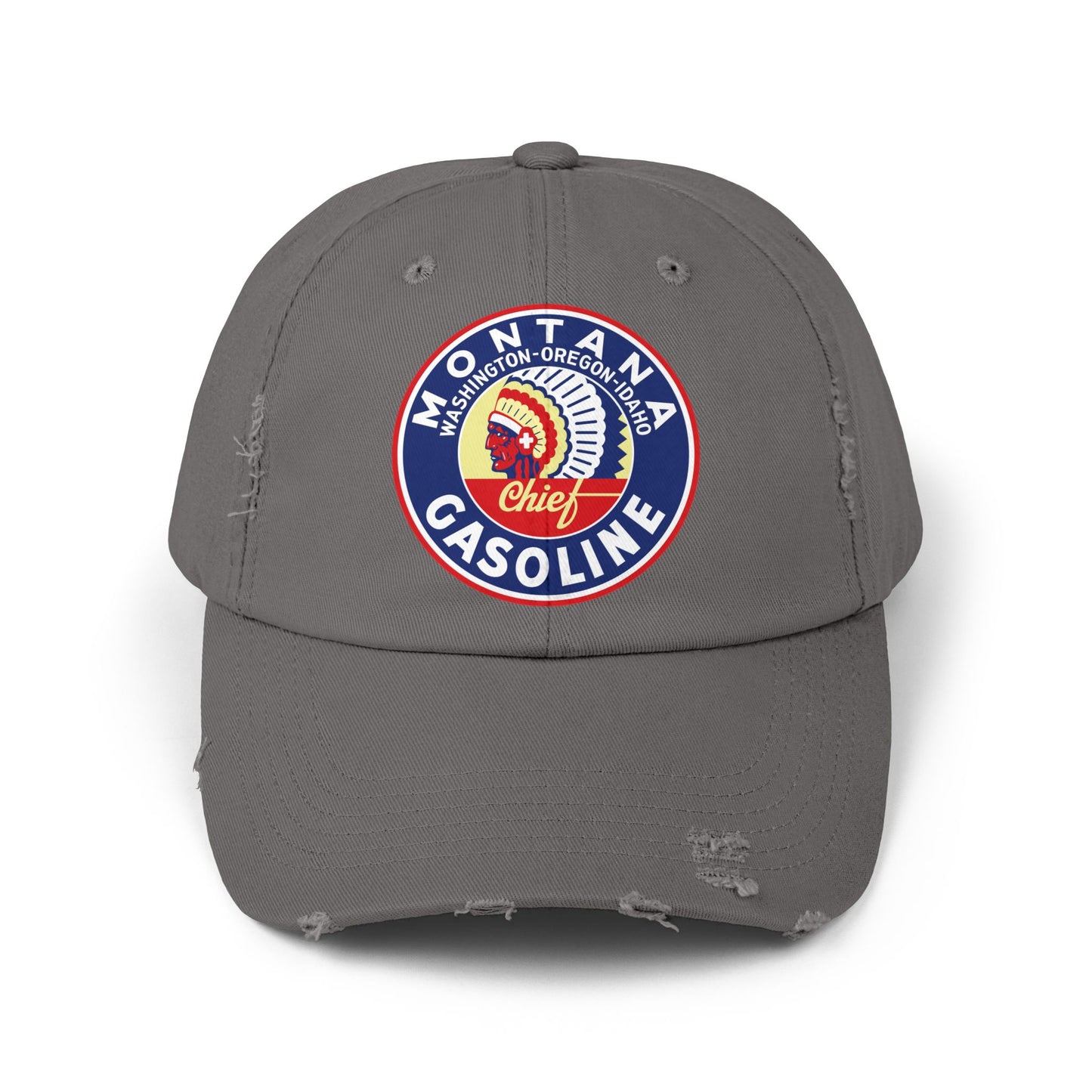 Montana Chief Gasoline Distressed Cap — Vintage Inland Empire Petroliana Hat | The Faded Label Co.