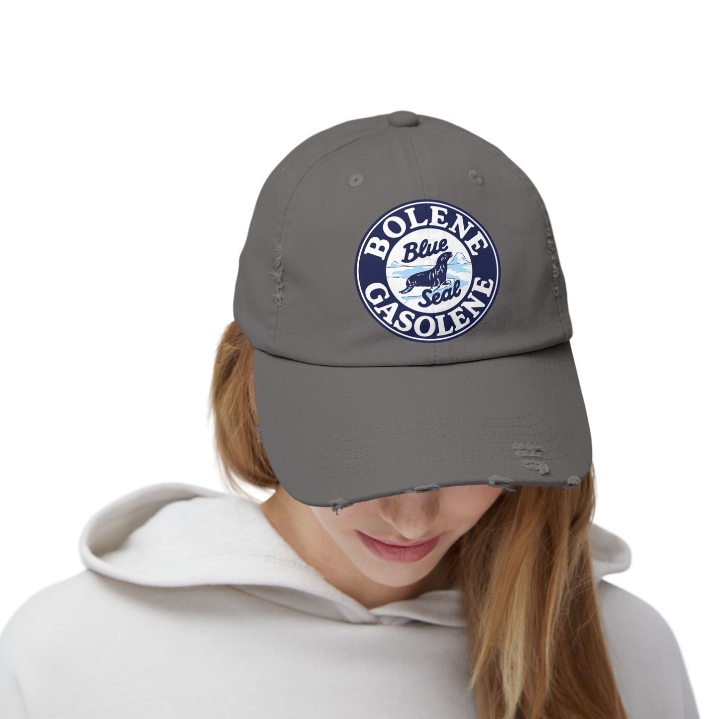 Bolene Blue Seal Gasolene Distressed Cap — Vintage Petroliana Hat | The Faded Label Co.