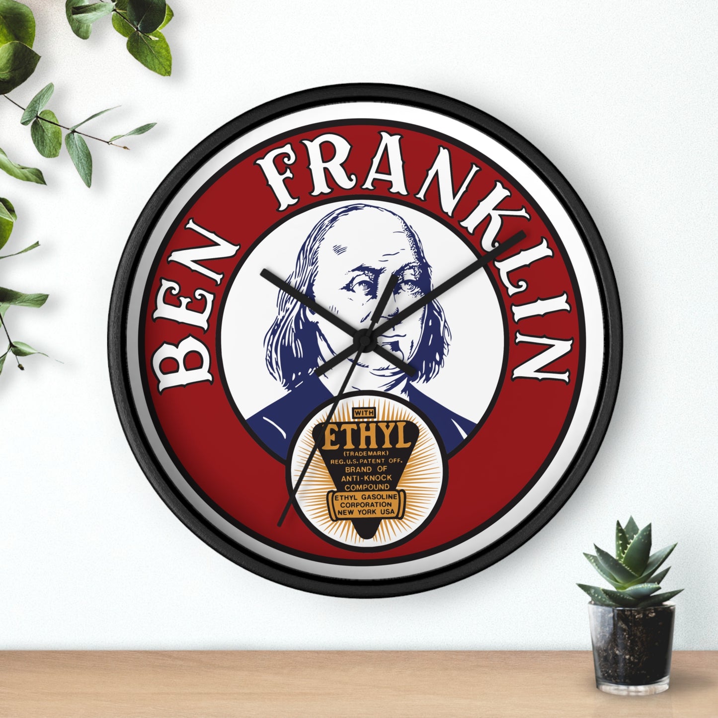 Ben Franklin Wall Clock – Vintage Patriotic Portrait Clock with Ethyl Seal