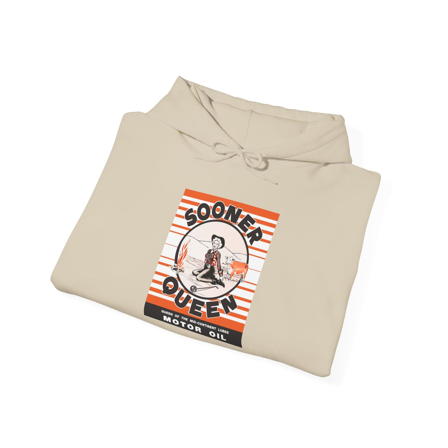 Sooner Queen Motor Oil Hoodie — Retro Racing Graphic Sweatshirt