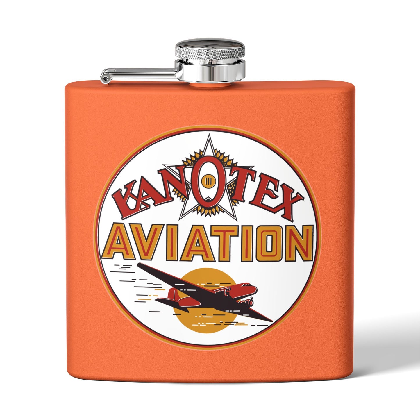 Kanotex Aviation flask lifestyle — vintage petroliana gift — The Faded Label Co.