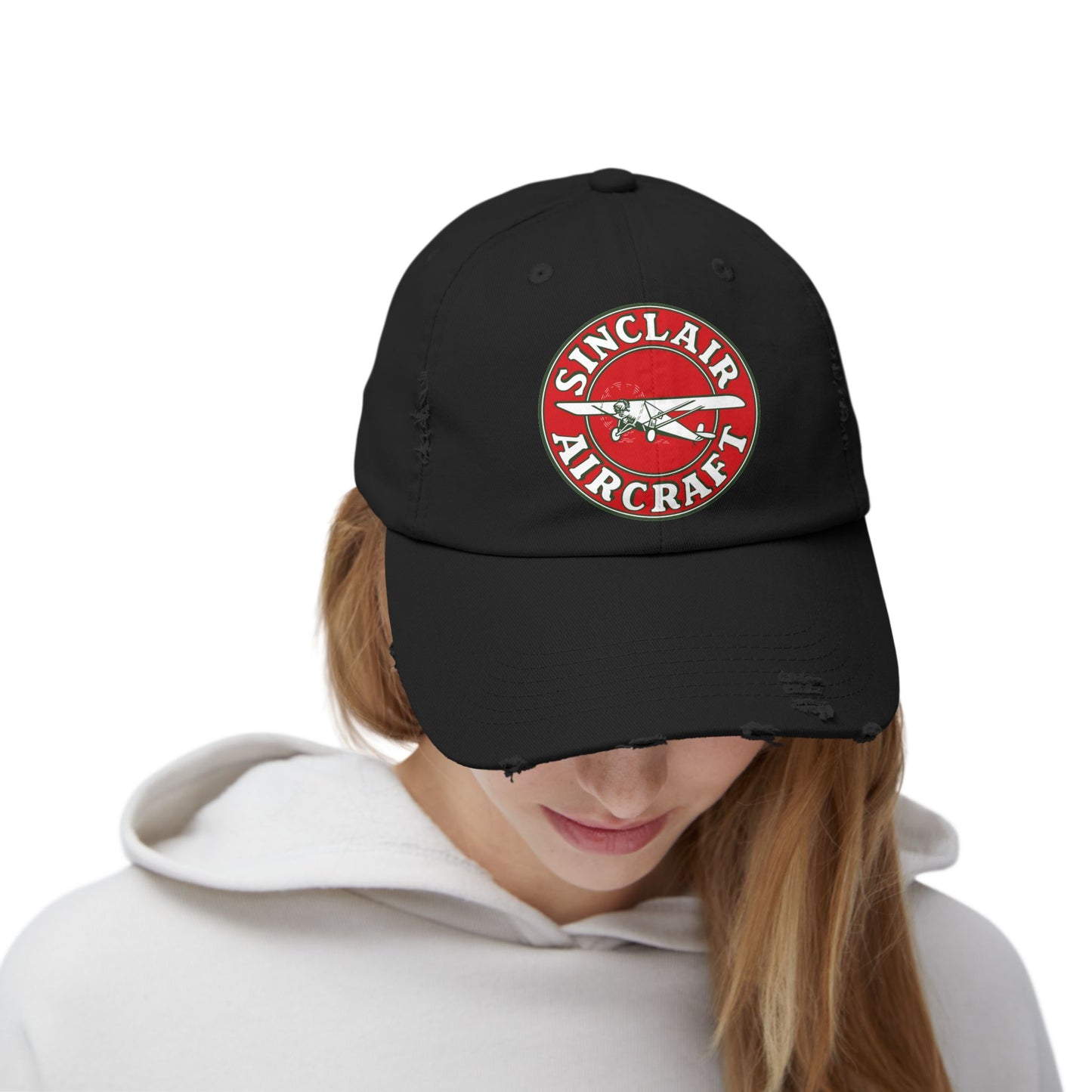 Sinclair Aircraft Distressed Baseball Cap — Vintage Aviation Pilot Hat