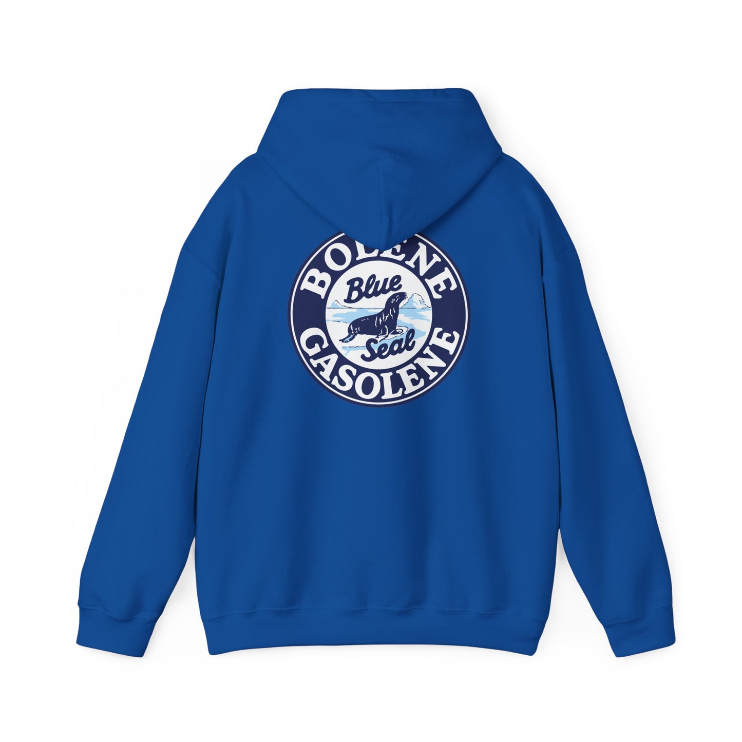 Bolene Blue Seal"Gasoline Hoodie - Vintage " Retro Logo Pullover