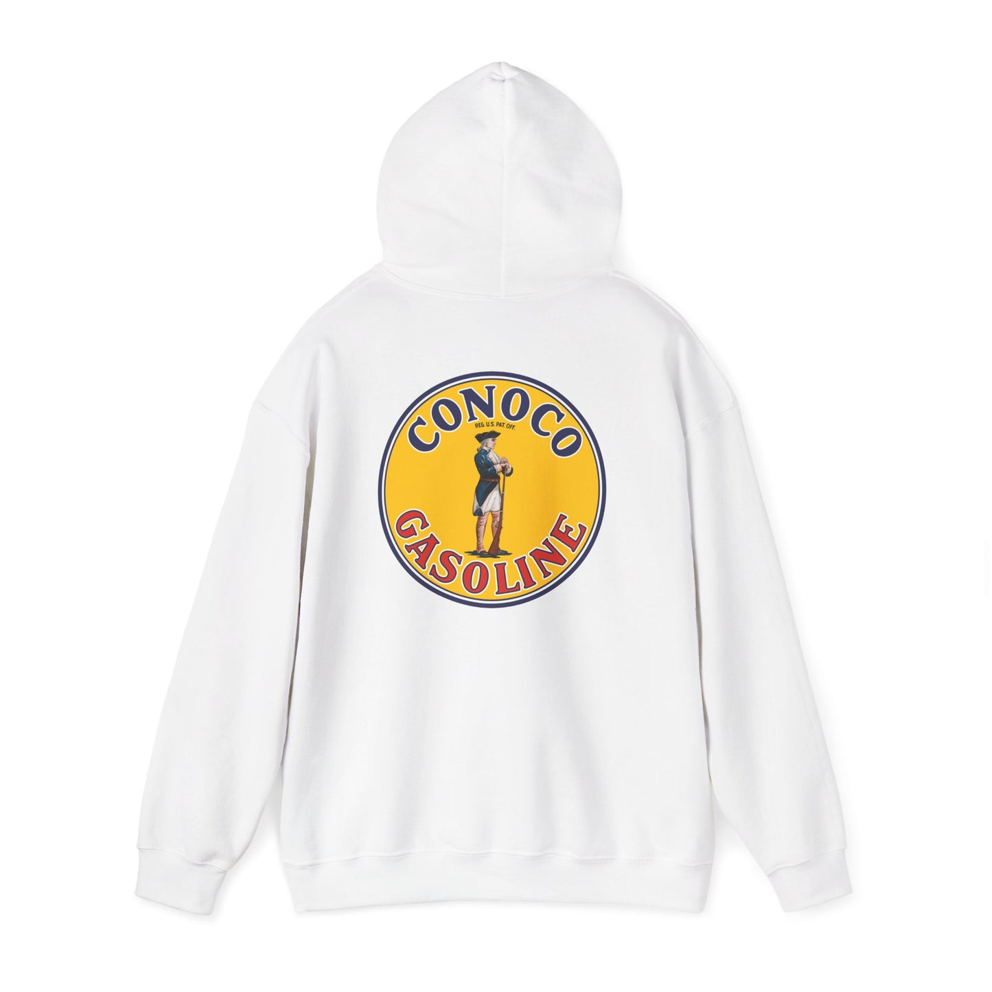 Conoco minuteman Gasoline Vintage Logo Hoodie — Retro Petrol Brand Pullover