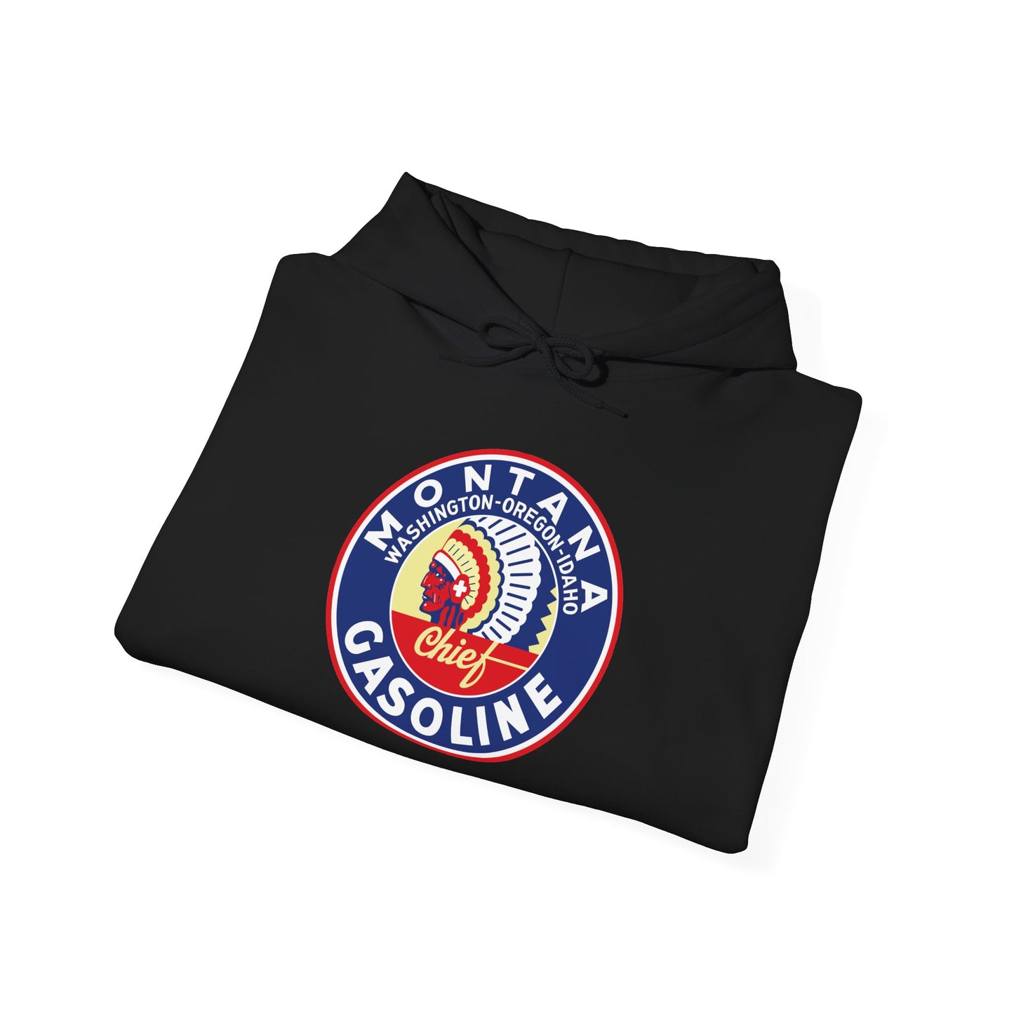 Montana Chief Gasoline Hoodie — Retro Logo Vintage Gas Station Pullover