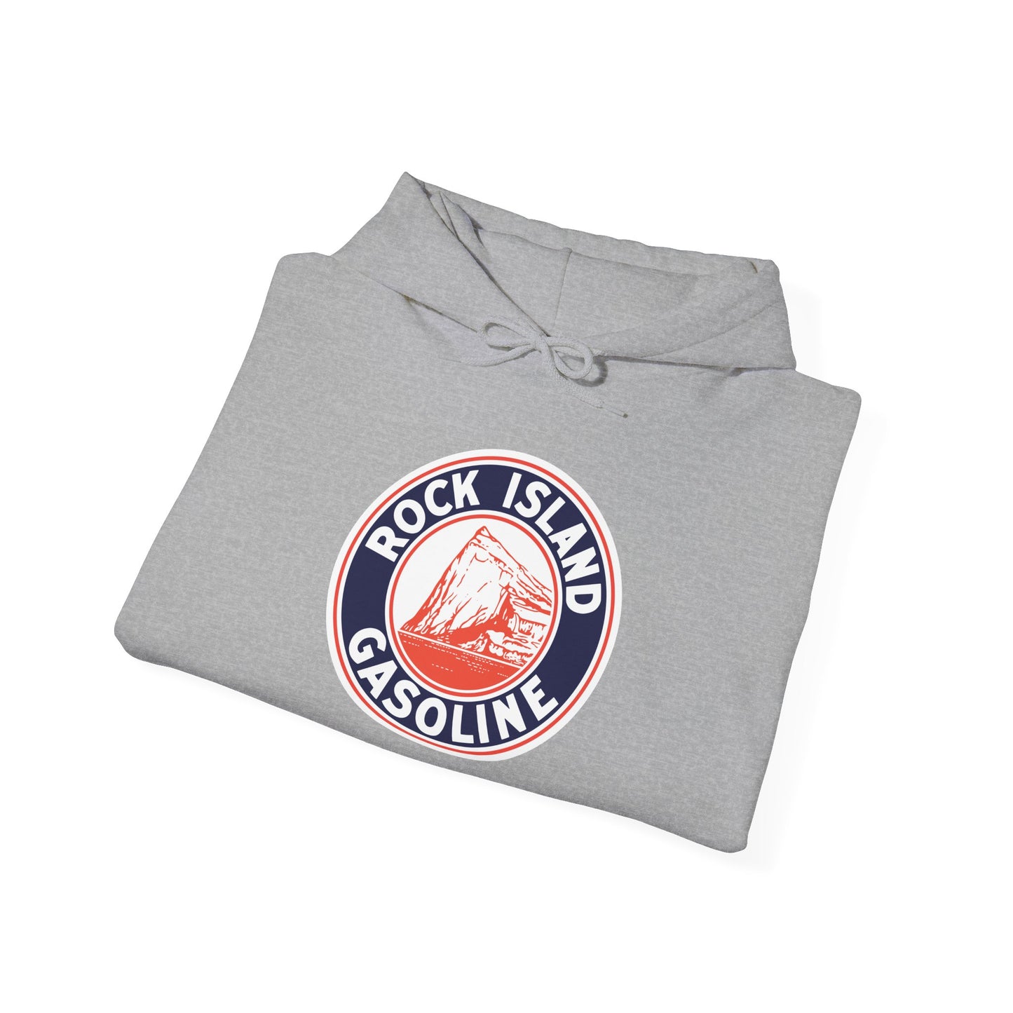 Rock Island Gasoline Hoodie — Vintage Gas Station Logo Pullover