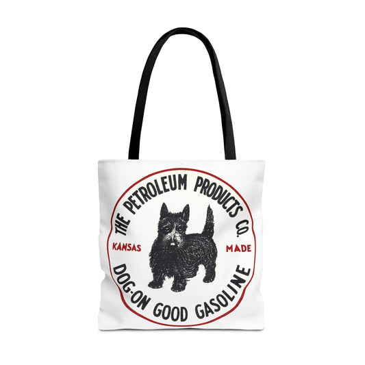 Dog-On Good Gasoline polyester tote bag — vintage petroliana swap meet bag — The Faded Label Co.