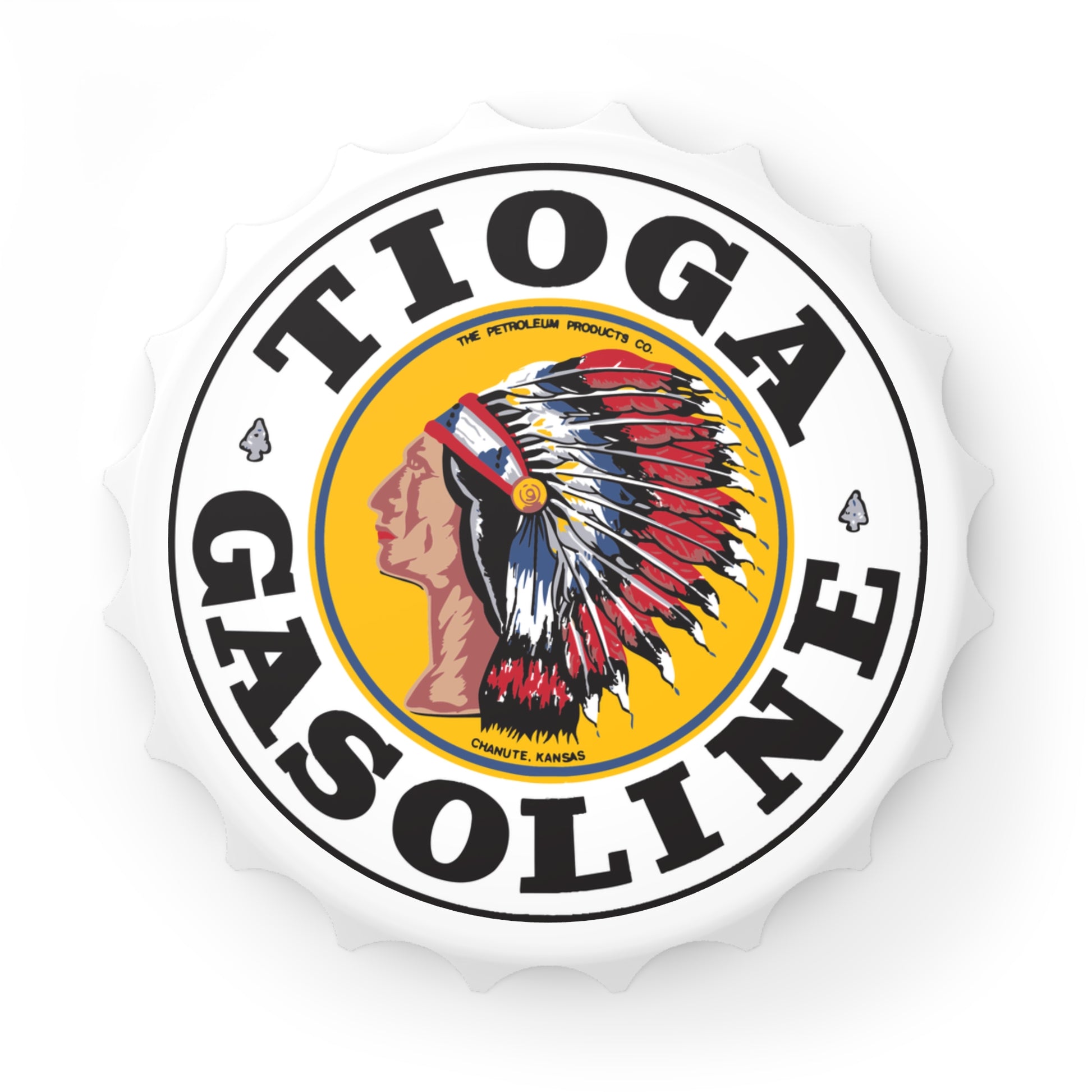 Tioga Gasoline bottle opener — vintage petroliana gift — The Faded Label Co.