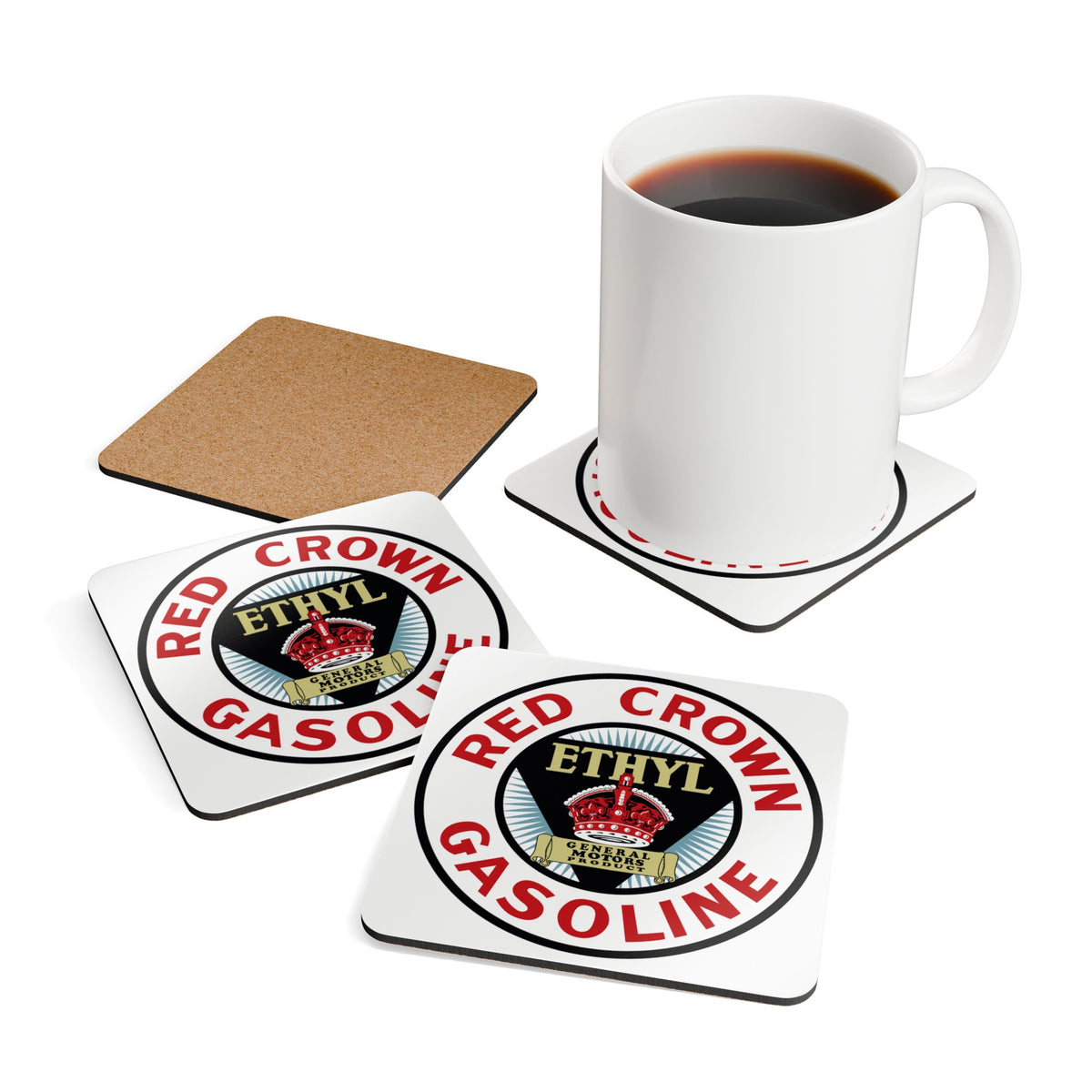 Red Crown Ethyl Coaster Set — Vintage Standard Oil Petroliana Gift | The Faded Label Co.