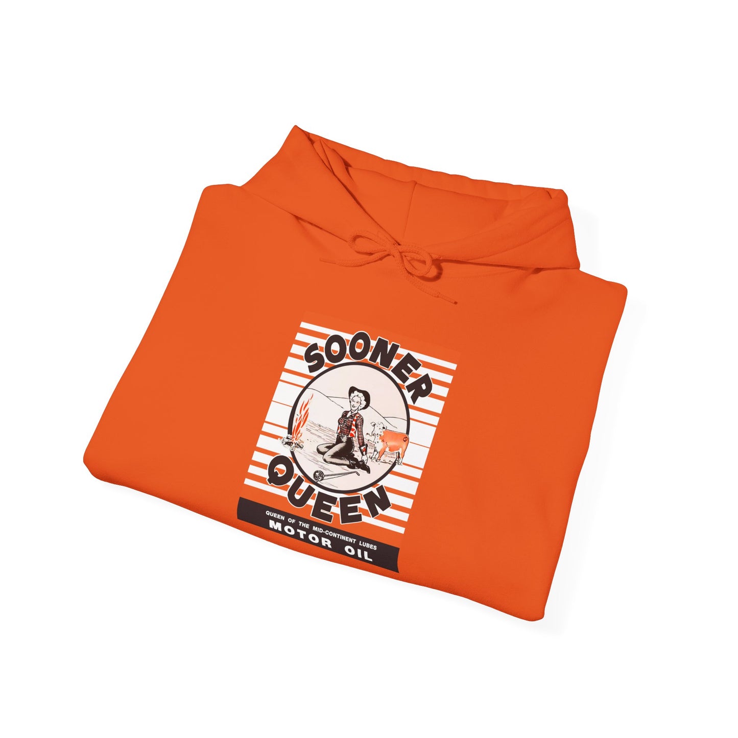 Sooner Queen Motor Oil Hoodie — Retro Racing Graphic Sweatshirt
