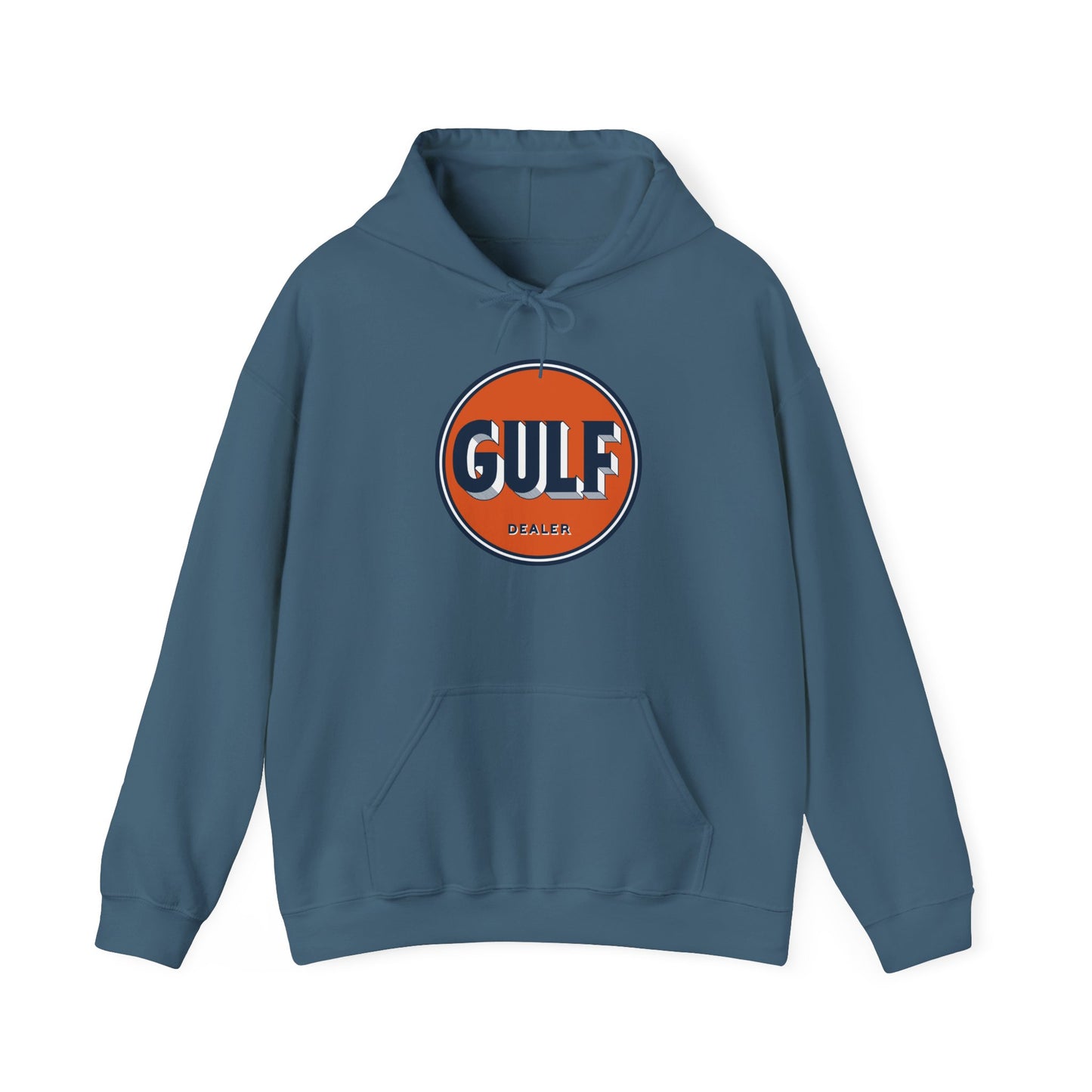Gulf dealer Logo Hoodie — Vintage Orange Gas Station Crewneck