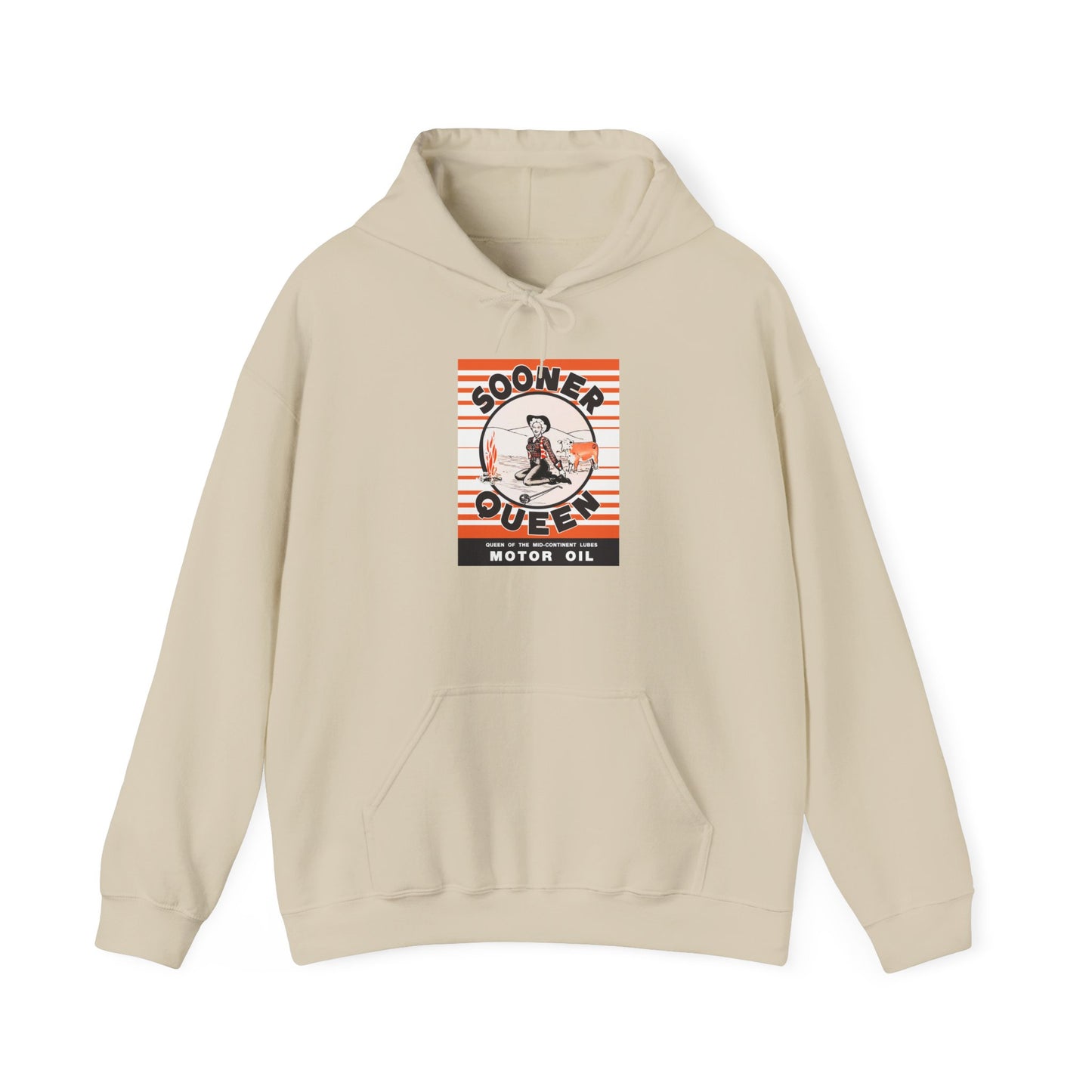 Sooner Queen Motor Oil Hoodie — Retro Racing Graphic Sweatshirt