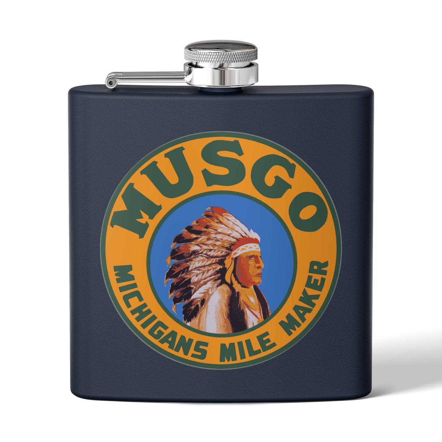 Musgo Flask — Vintage Michigan Petroliana Gift | The Faded Label Co.