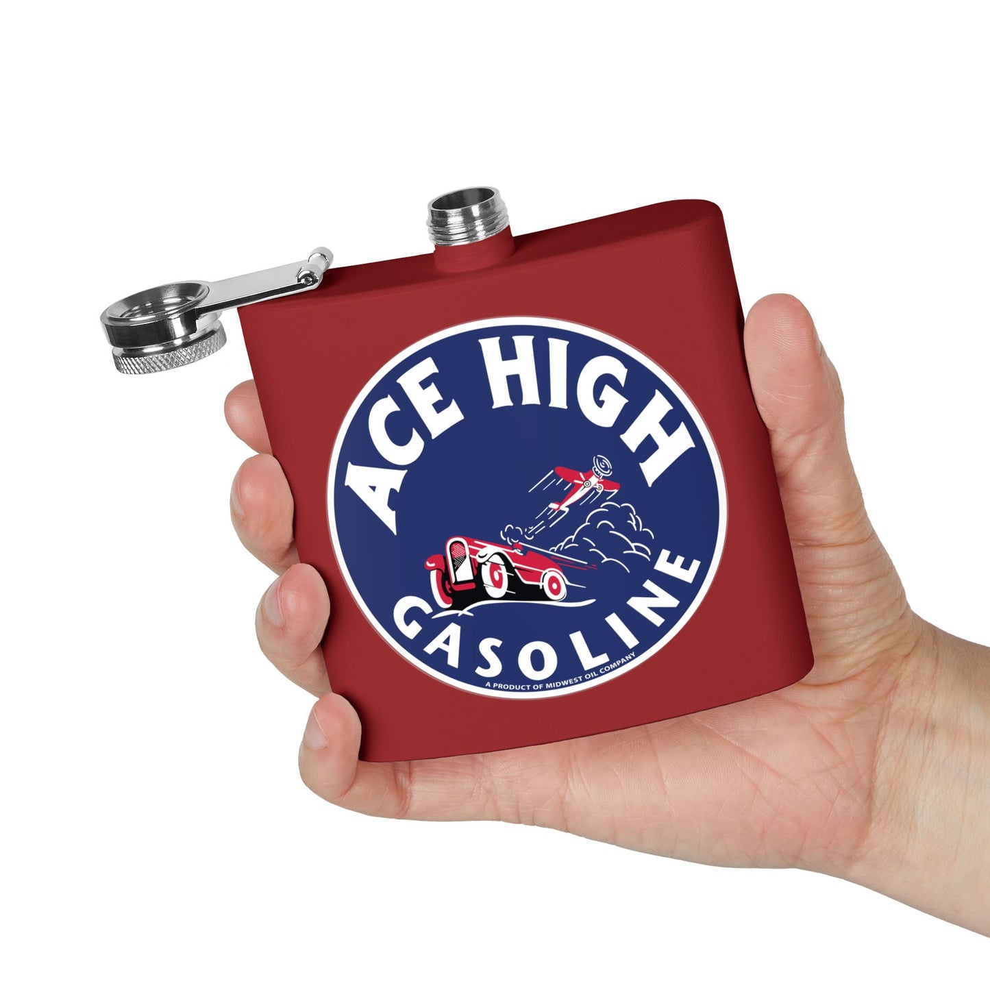 Ace High Gasoline Flask — Vintage Petroliana Gift | The Faded Label Co.