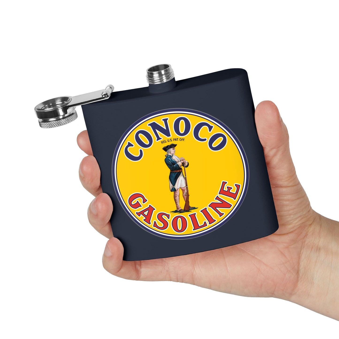 Conoco Minute Man Flask — Vintage Petroliana Gift | The Faded Label Co.