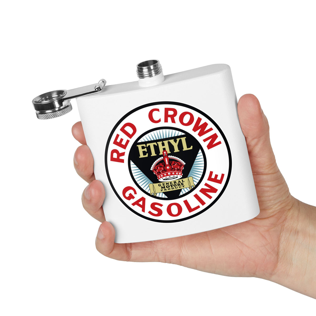 Red Crown Ethyl Flask — Vintage Standard Oil Petroliana Gift | The Faded Label Co.