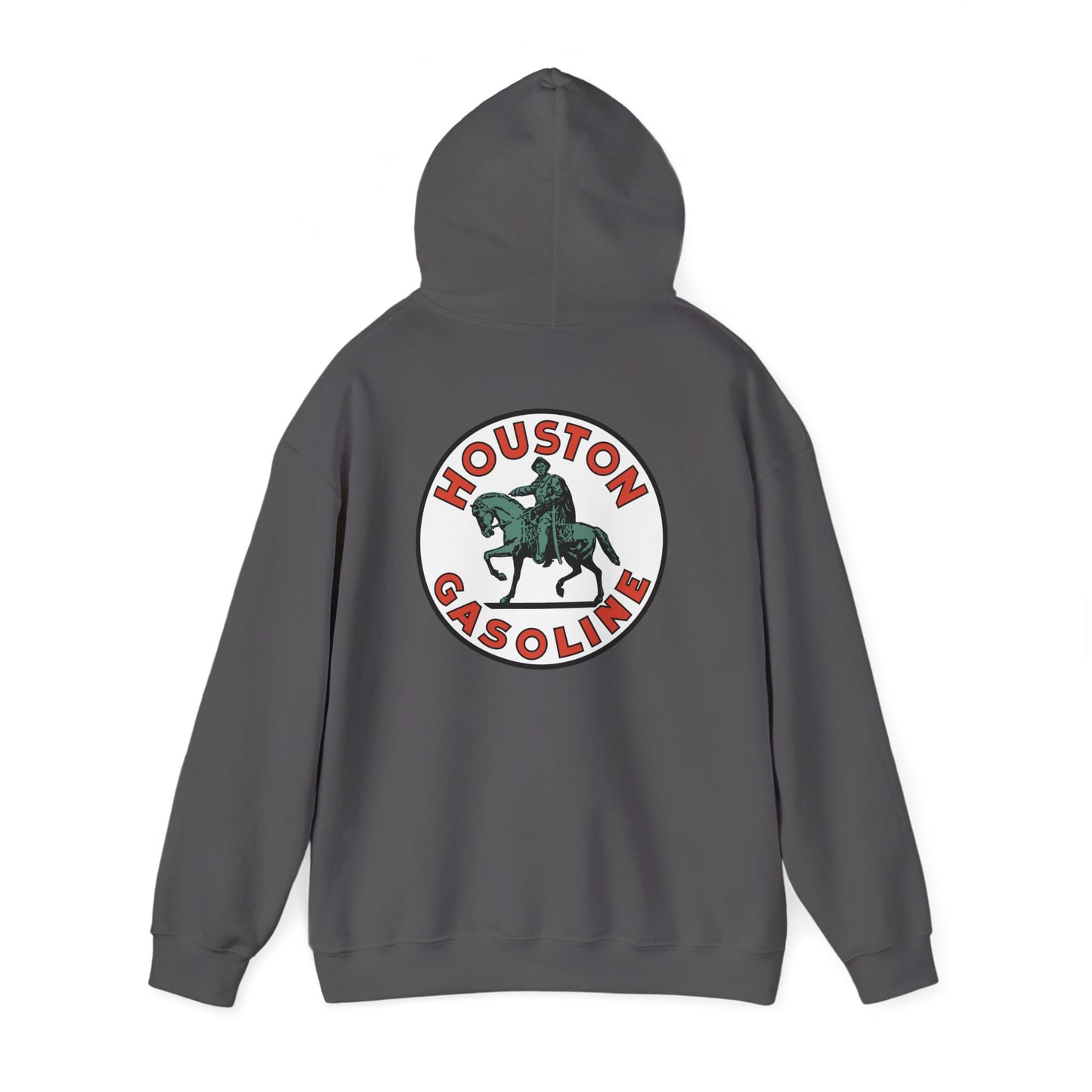 Houston Gasoline Logo Hoodie — Vintage Equestrian Gas Station Crewneck