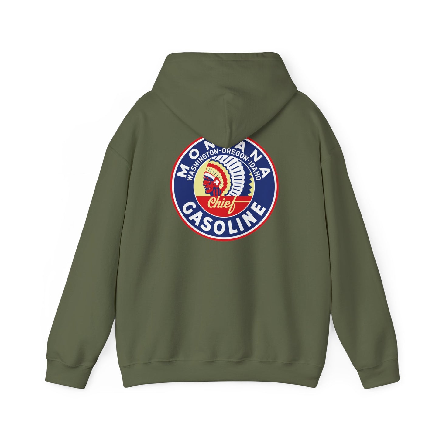 Montana Chief Gasoline Hoodie — Vintage Northwest Petroliana | The Faded Label Co.