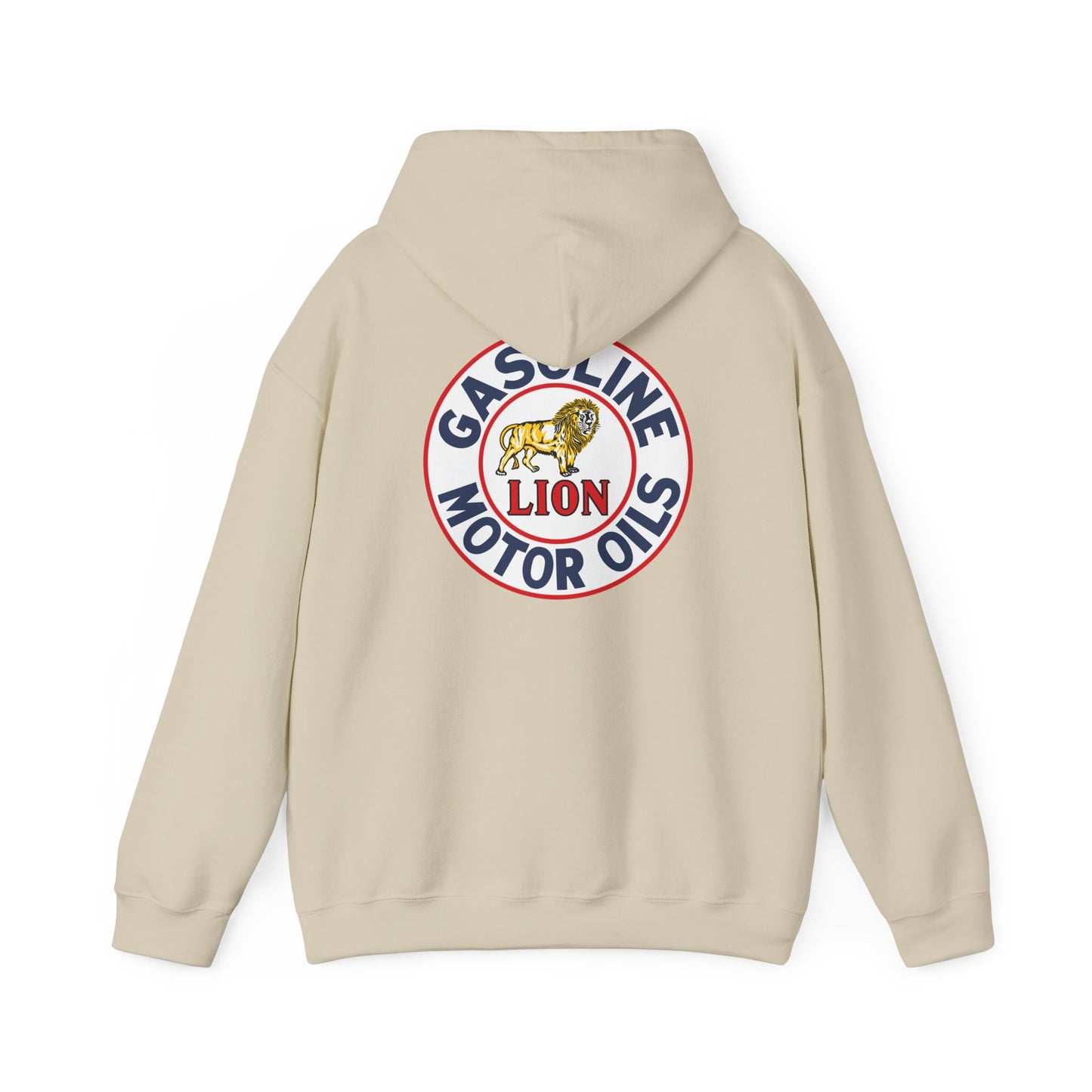 Gasoline Lion Motor Oils Hoodie — Vintage Racing Logo Pullover