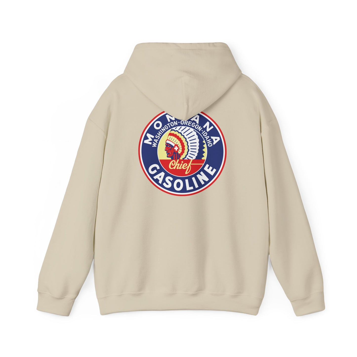 Montana Chief Gasoline Hoodie — Retro Logo Vintage Gas Station Pullover
