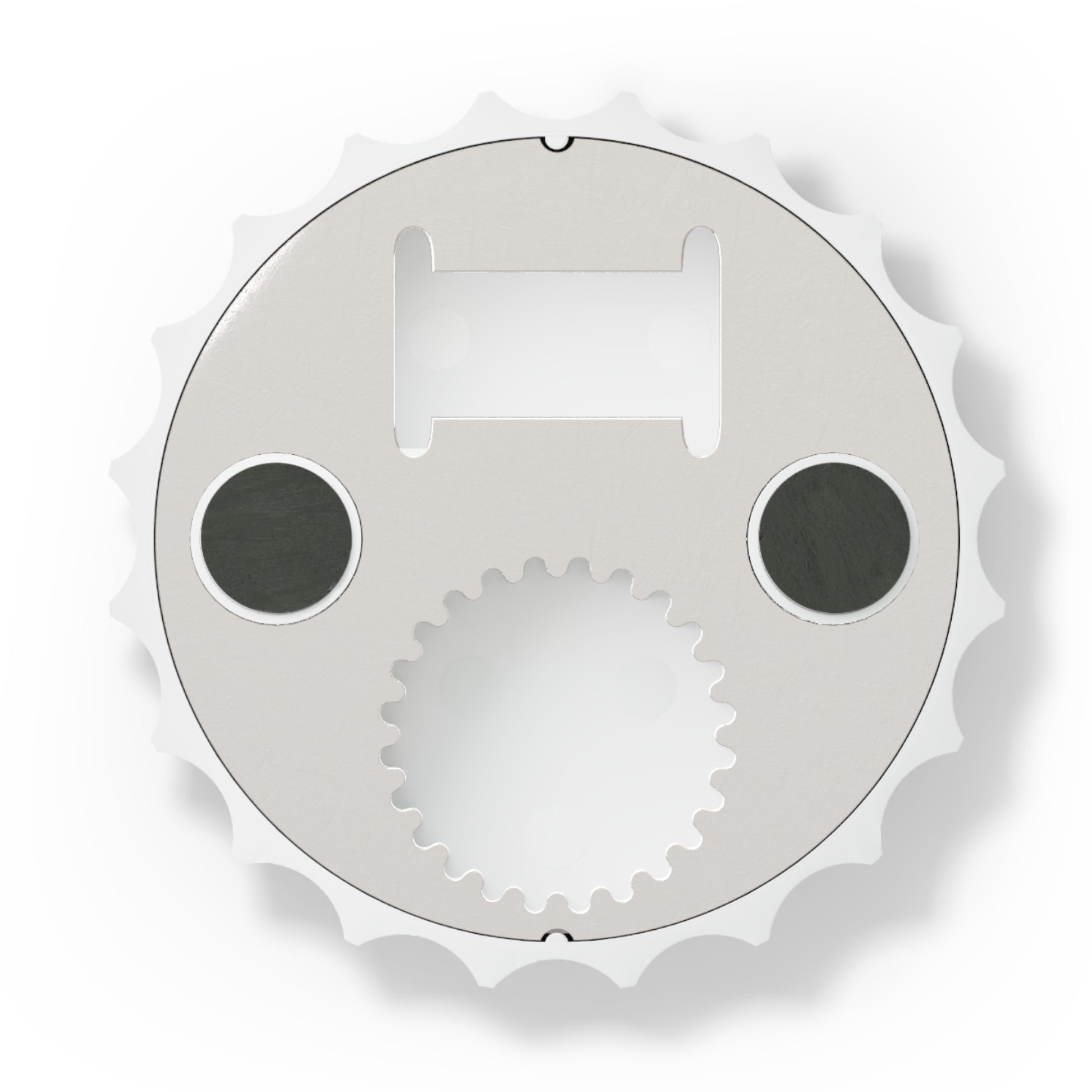 Tioga Gasoline bottle opener back — magnet-backed metal opener — The Faded Label Co.