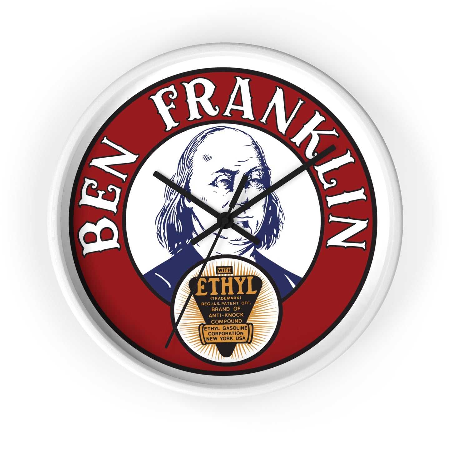 Ben Franklin Wall Clock – Vintage Patriotic Portrait Clock with Ethyl Seal