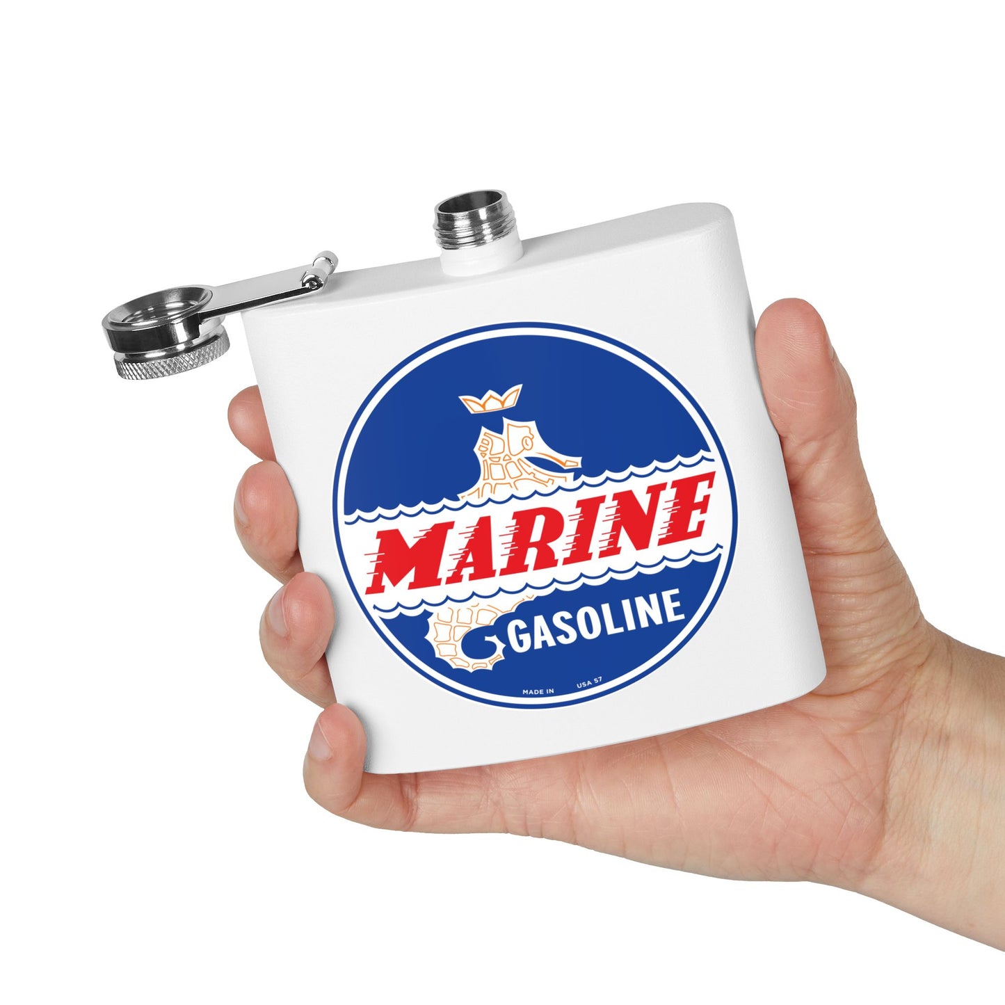 Marine Gasoline Flask — Vintage Dockside Petroliana Gift | The Faded Label Co.