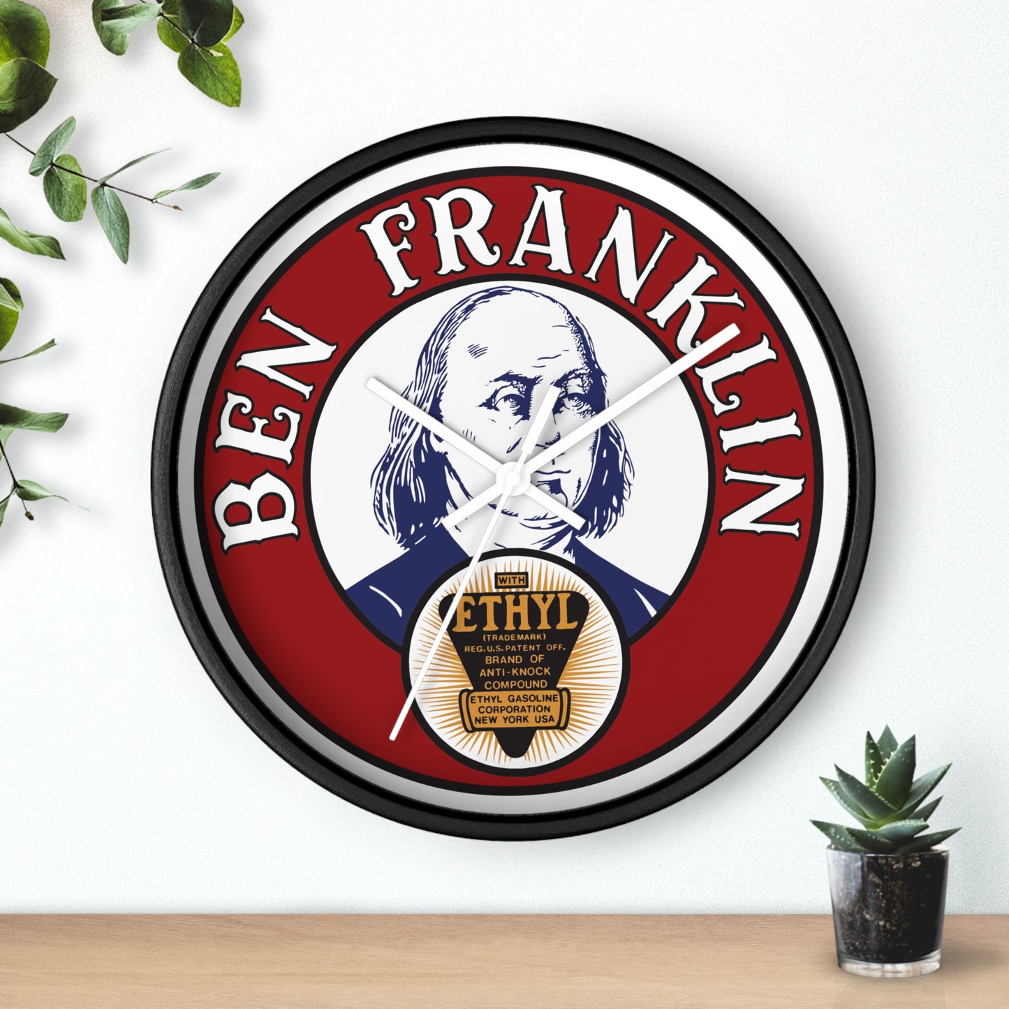 Ben Franklin Wall Clock – Vintage Patriotic Portrait Clock with Ethyl Seal