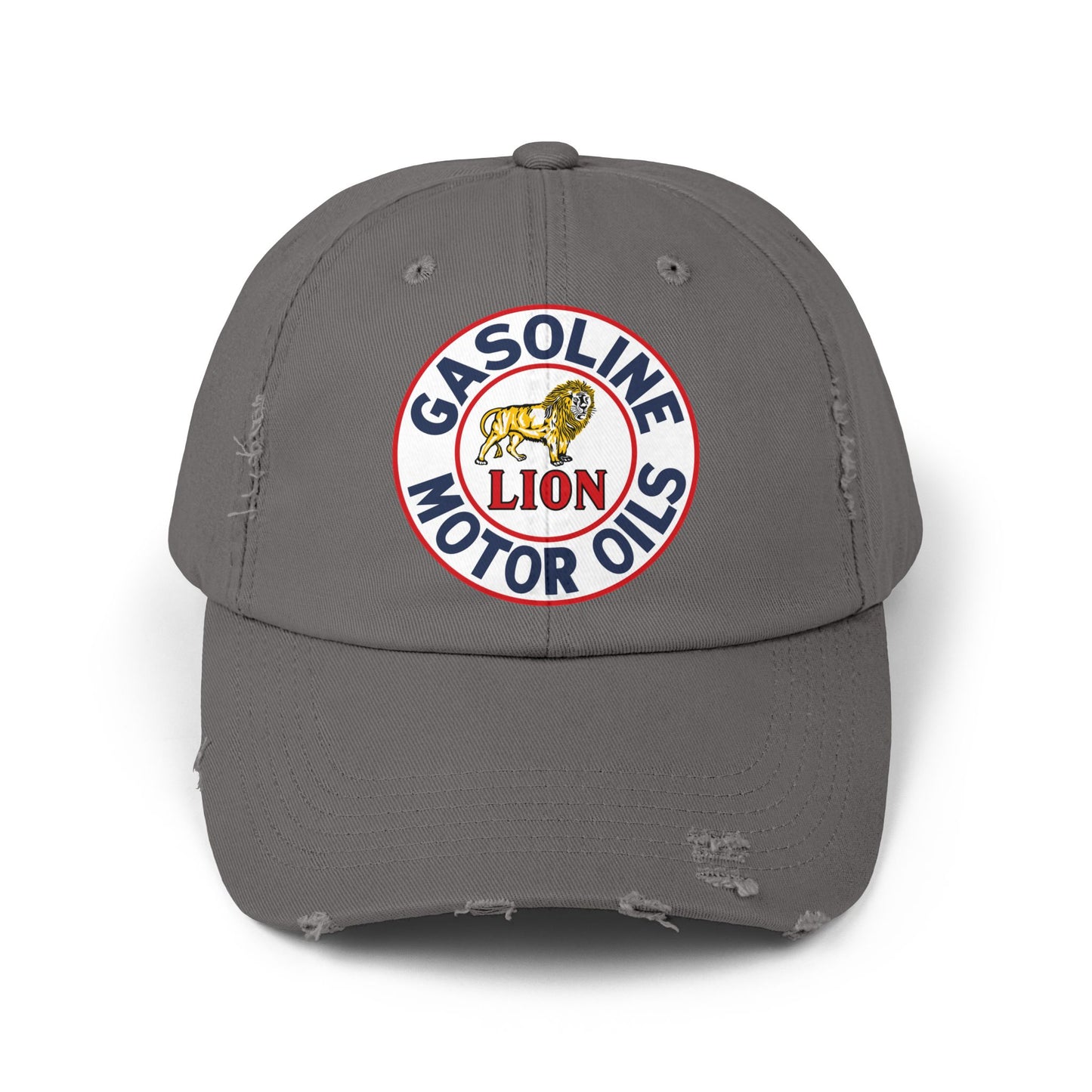 Lion Gasoline Distressed Cap — Vintage Arkansas Petroliana Hat | The Faded Label Co.