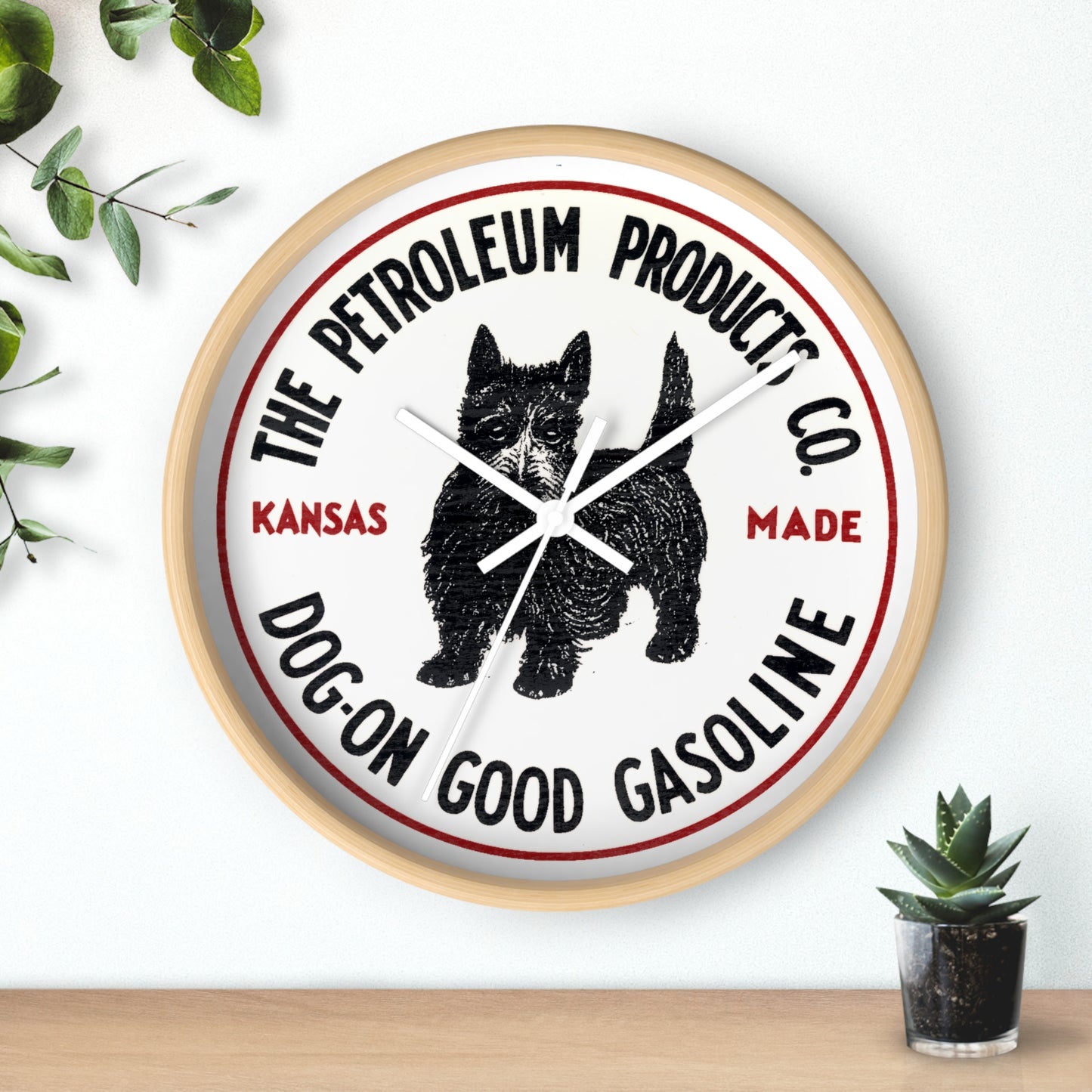 Dog-On Good Gasoline wall clock packaging — gift ready petroliana clock — The Faded Label Co.