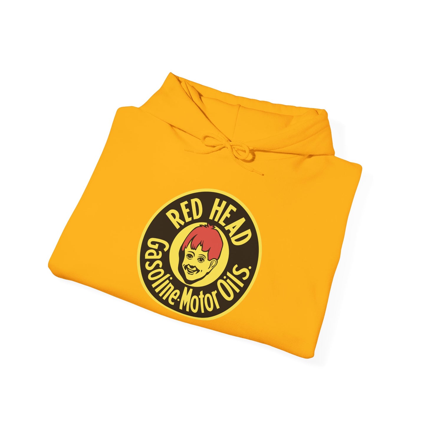 Red Head Gasoline Logo Hoodie — Vintage Automotive Graphic Sweatshirt