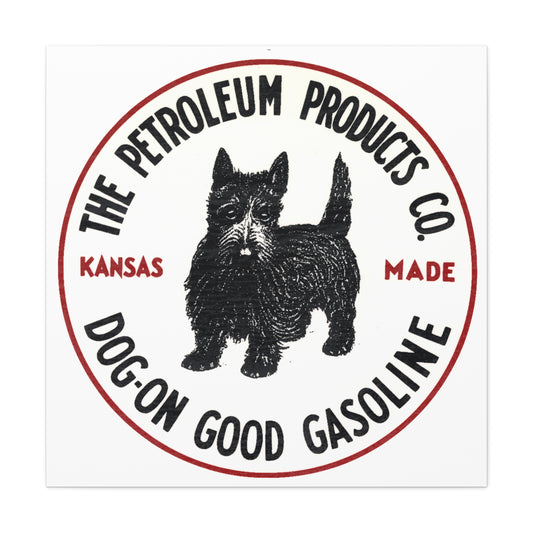 Dog-On Good Gasoline canvas wall art — vintage Scottie dog petroliana print — The Faded Label Co.