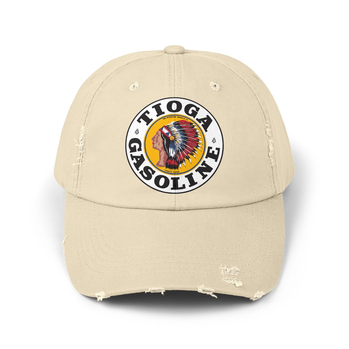 Tioga Gasoline distressed cap black — vintage Kansas petroliana hat — The Faded Label Co.