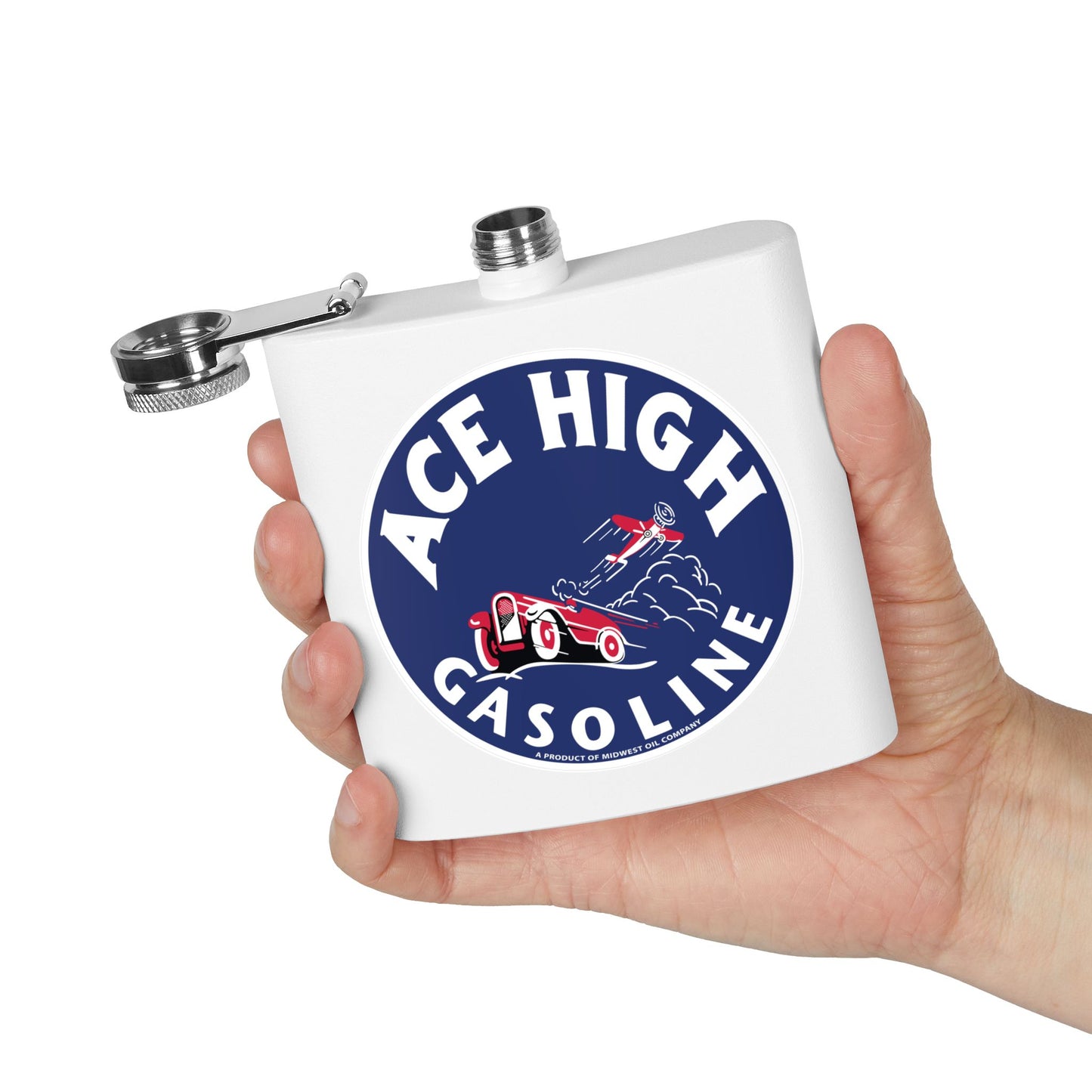 Ace High Gasoline Flask — Vintage Petroliana Gift | The Faded Label Co.