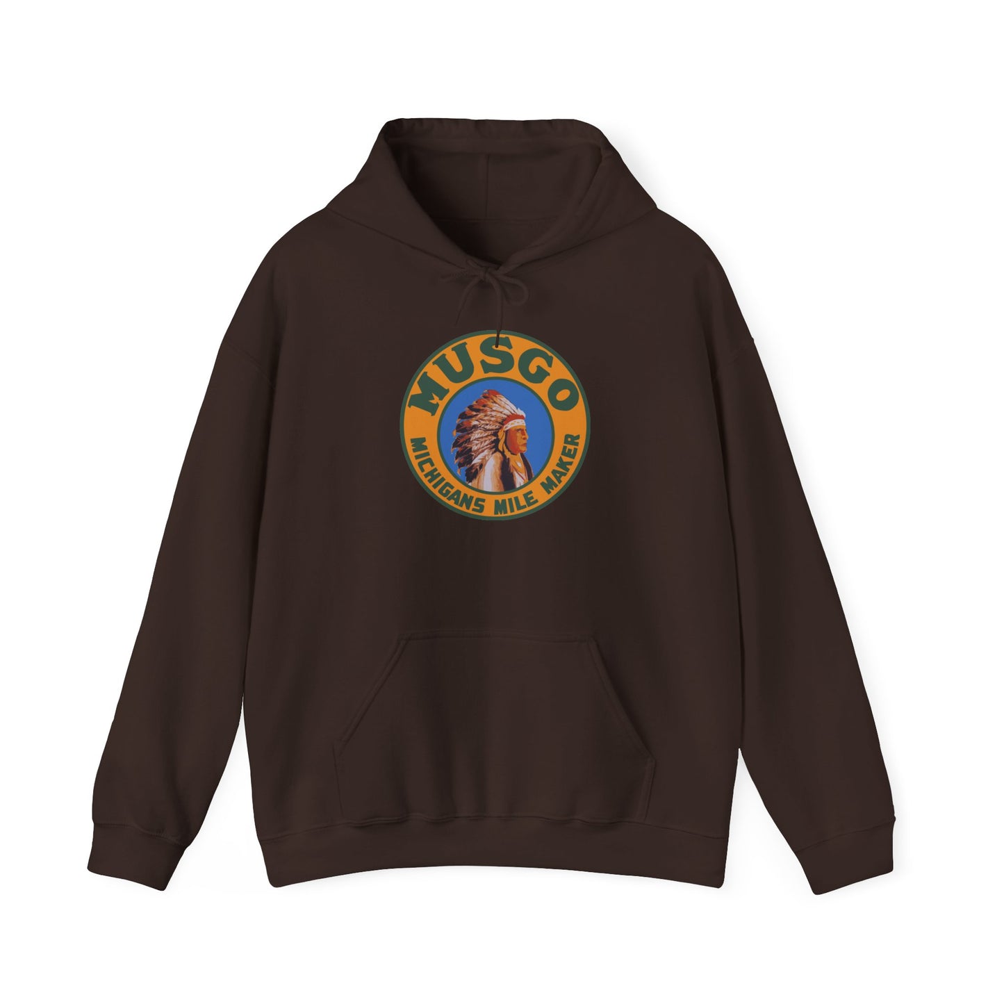MUsgo Michigan’s Mile Maker Hoodie —Retro Native Chief Logo Sweatshirt