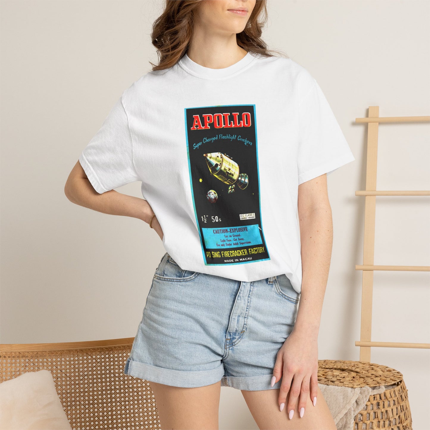 Apollo Firecrackers t-shirt grey — vintage patriotic Americana graphic tee — The Faded Label Co.