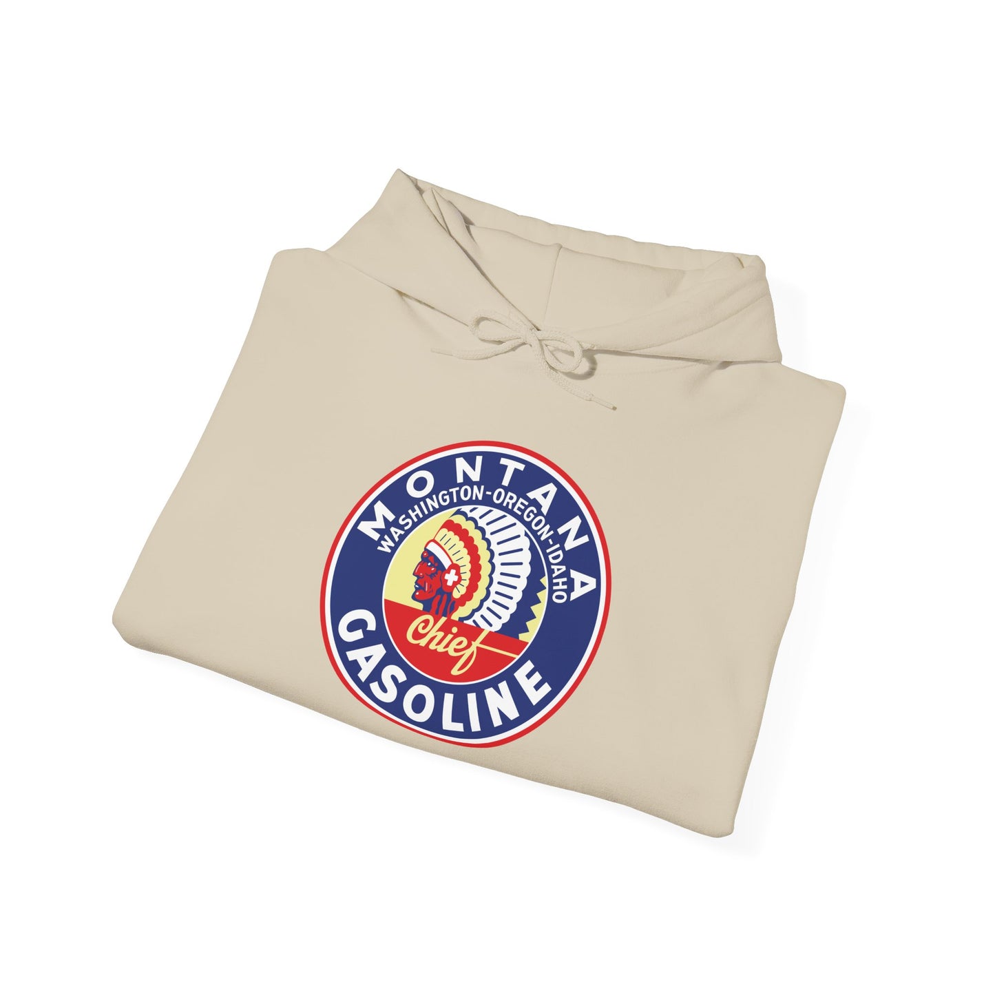 Montana Chief Gasoline Hoodie — Retro Logo Vintage Gas Station Pullover