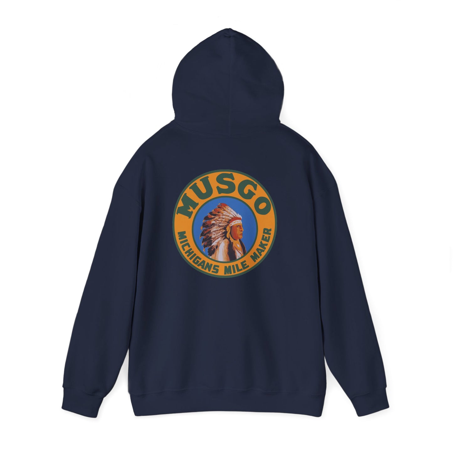MUsgo Michigan’s Mile Maker Hoodie —Retro Native Chief Logo Sweatshirt
