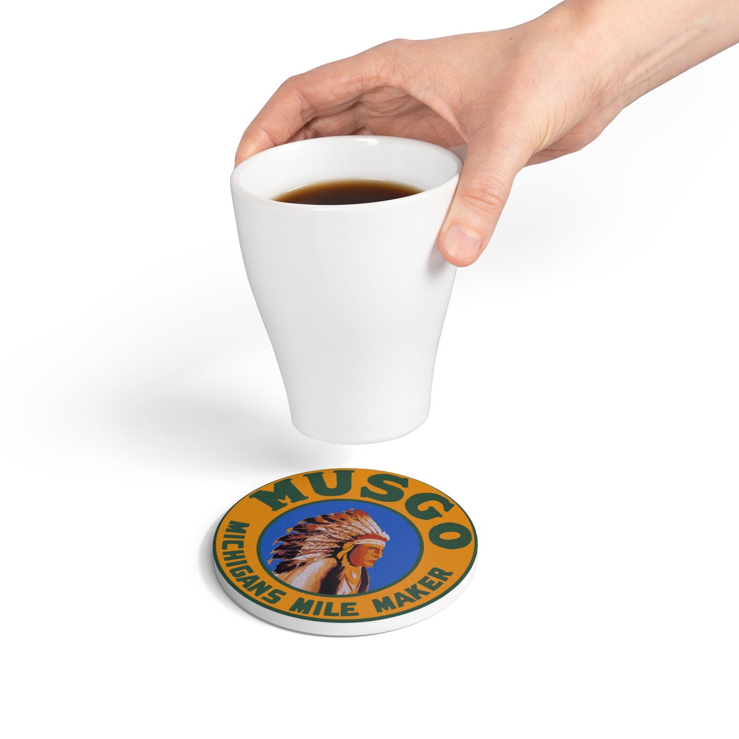 Musgo Ceramic Coaster — Vintage Michigan Petroliana Gift | The Faded Label Co.