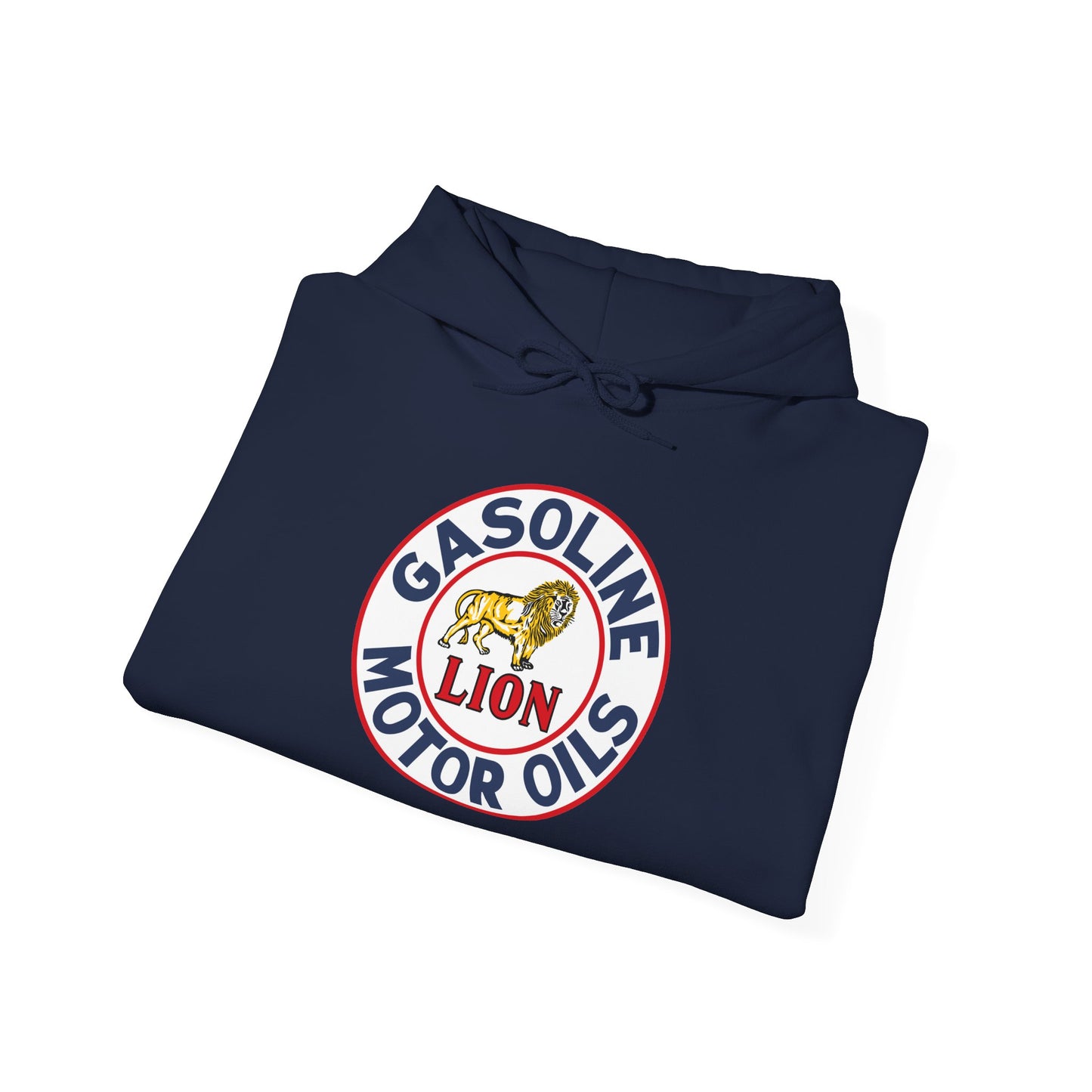 Gasoline Lion Motor Oils Hoodie — Vintage Racing Logo Pullover