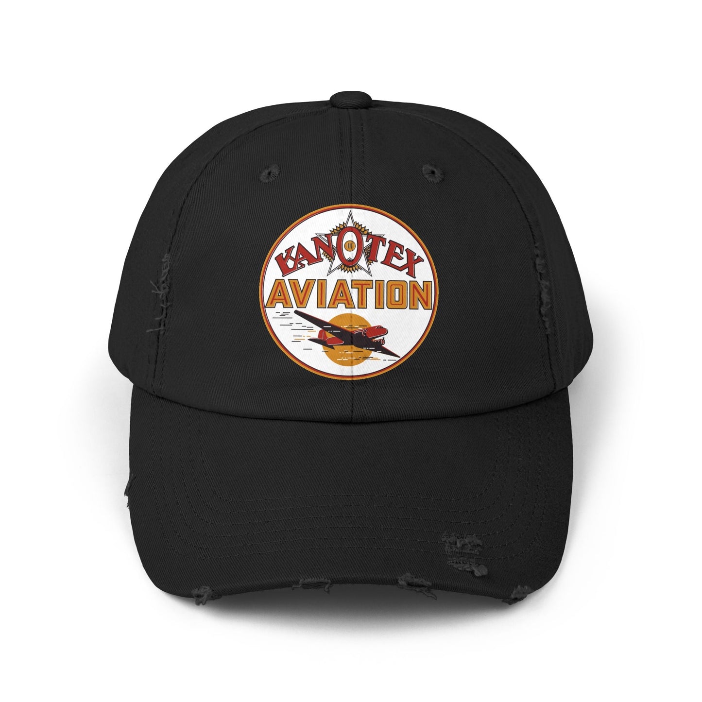 Kanotex Aviation distressed hat black — vintage petroliana cap — The Faded Label Co.