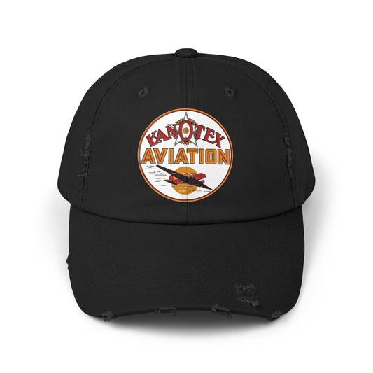 Kanotex Aviation distressed hat black — vintage petroliana cap — The Faded Label Co.