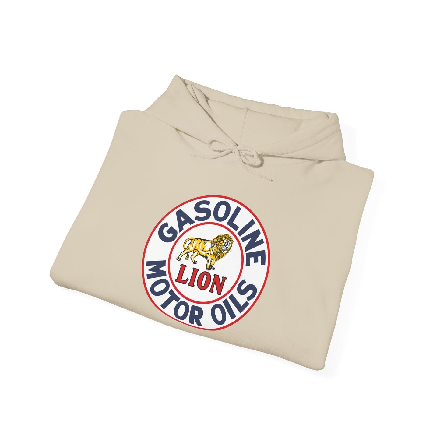 Gasoline Lion Motor Oils Hoodie — Vintage Racing Logo Pullover