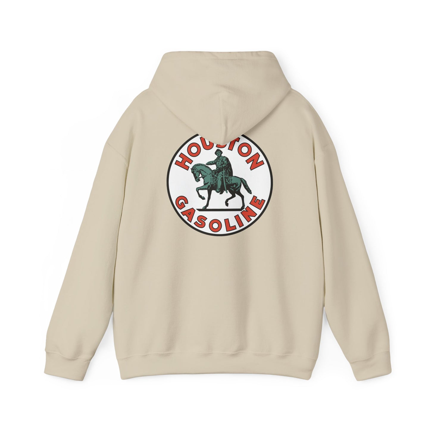 Houston Gasoline Logo Hoodie — Vintage Equestrian Gas Station Crewneck