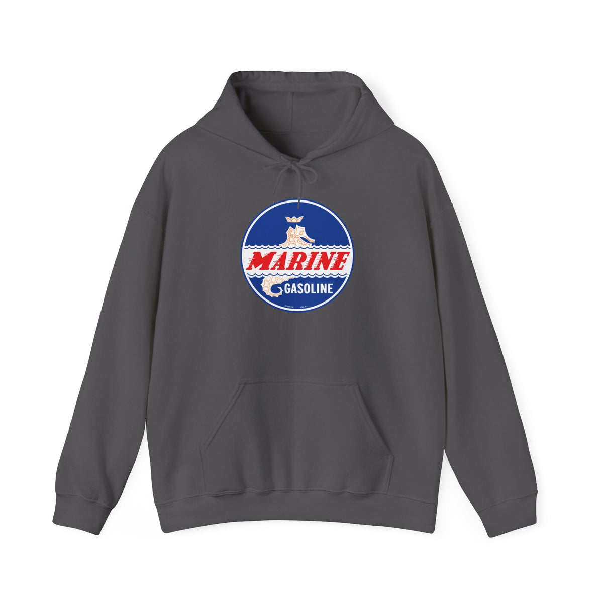 Marine Gasoline Hoodie — Vintage Seahorse Petroliana | The Faded Label Co.