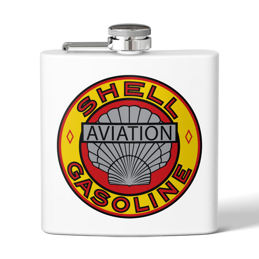 Shell Aviation flask white — vintage petroliana gift — The Faded Label Co.