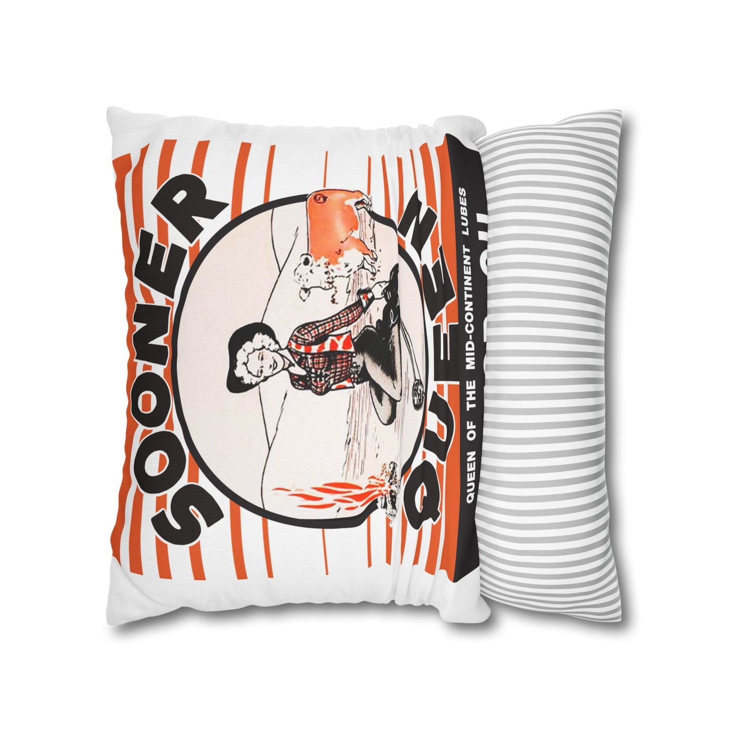 Sooner Queen Square Pillowcase — Retro Cowboy Cowgirl Vintage Western Accent Pillow