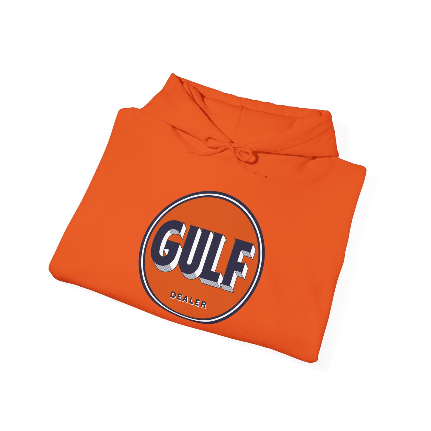 Gulf dealer Logo Hoodie — Vintage Orange Gas Station Crewneck
