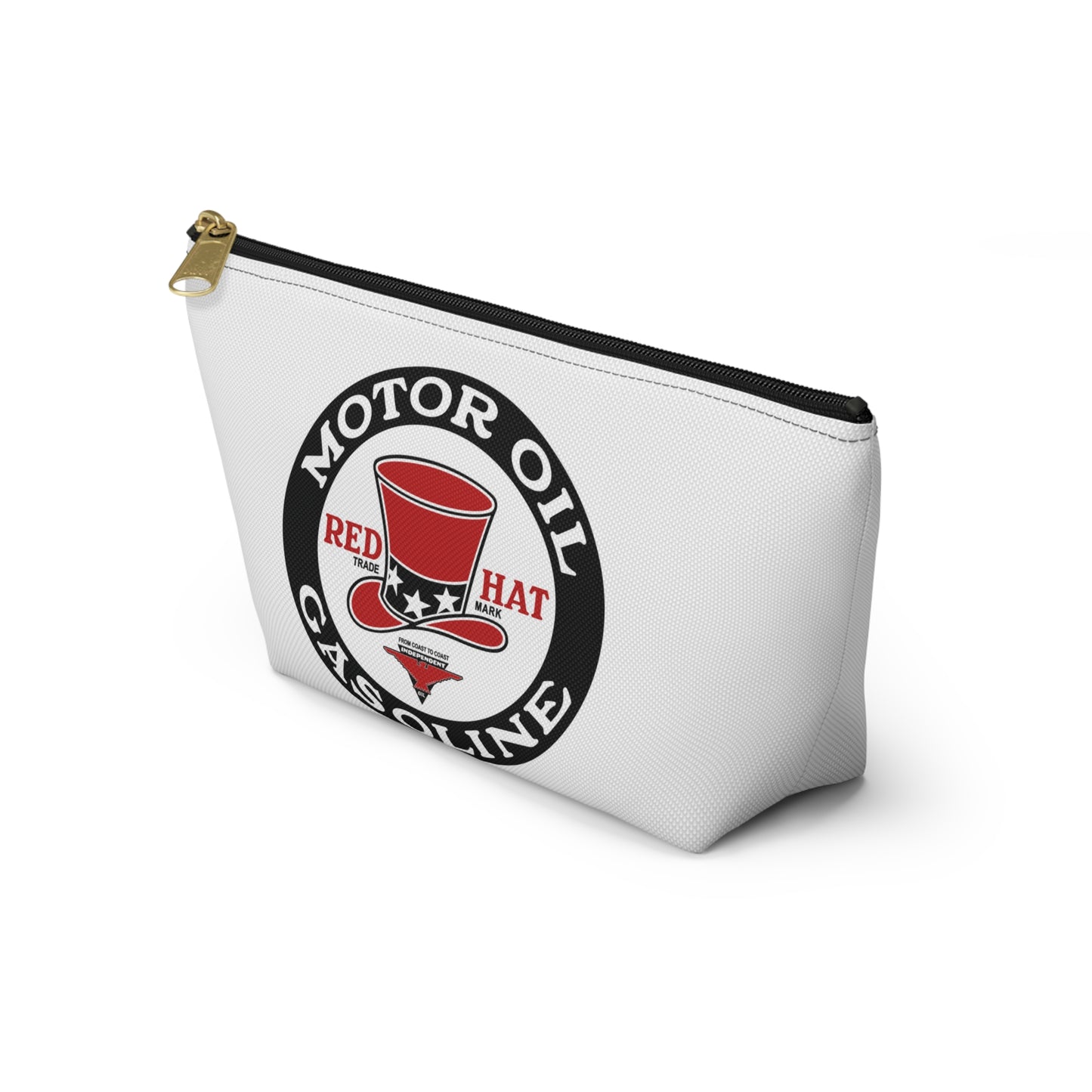 Red Hat Motor Oil & Gasoline Accessory Pouch — Vintage Rare Petroliana Gift | The Faded Label Co.